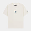 Los Angeles Dodgers Classic Icon Mens Short Sleeve Shirt (Beige/Blue)