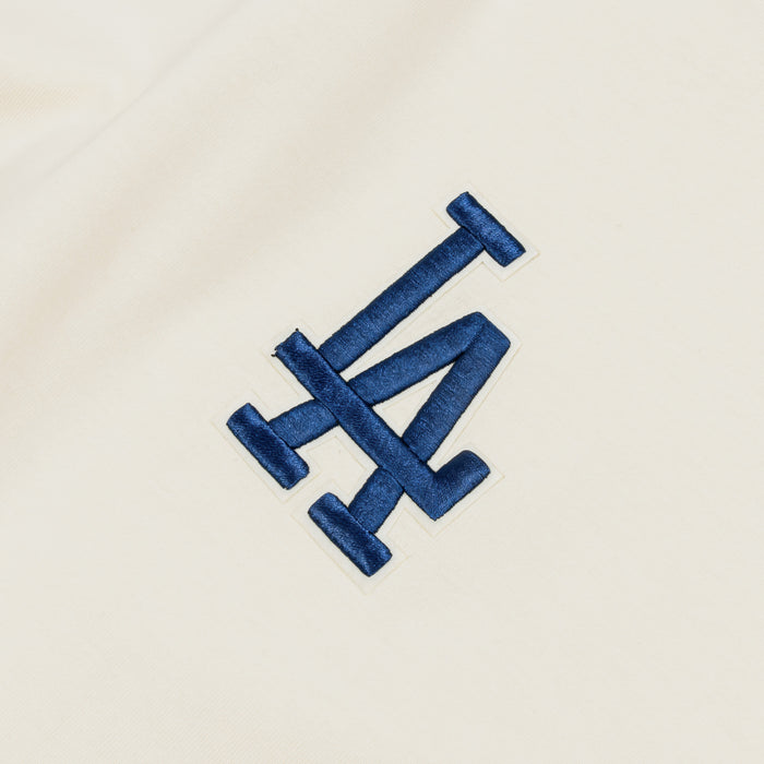Los Angeles Dodgers Classic Icon Mens Short Sleeve Shirt (Beige/Blue)