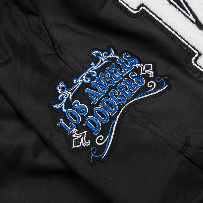 Los Angeles Dodgers Rebel Athletics Fleece Mens Shorts (Black/Blue)