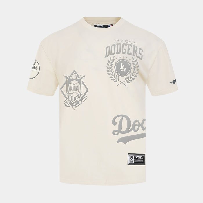 Los Angeles Dodgers Street Team Drop Shoulder Mens Short Sleeve Shirt (Beige/Grey)