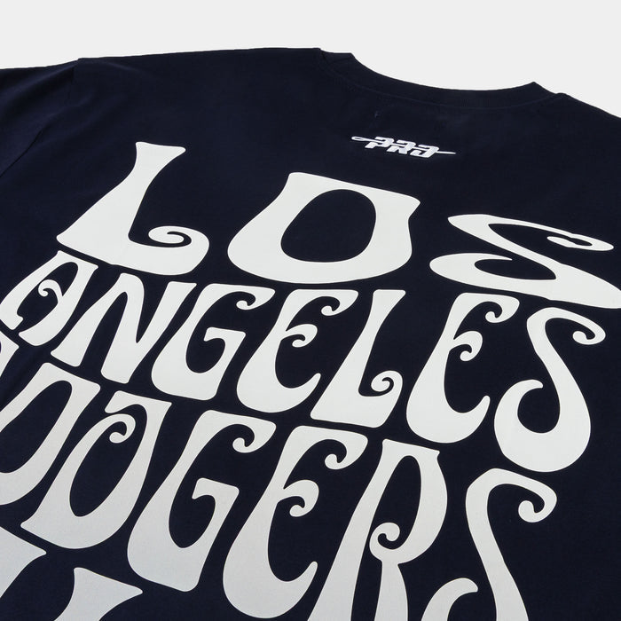Los Angeles Dodgers Wave Drop Shoulder Mens Short Sleeve Shirt (Black/Gray)