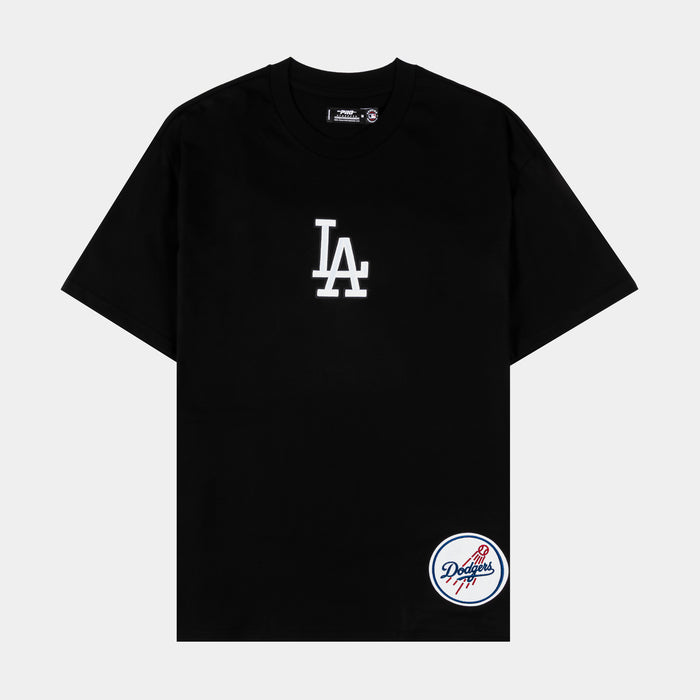 Los Angeles Dodgers Wingspan Drop Shoulder Mens Short Sleeve Shirt (Black)