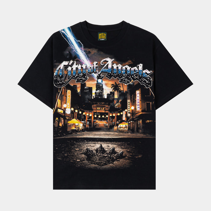 Los Angeles Exclusive Mens Short Sleeve Shirt (Black/Purple)