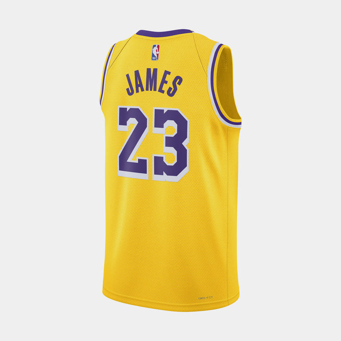 Los Angeles Lakers Icon Edition Dri Fit Lebron Mens Jersey (Amarillo/James Lebron 23)