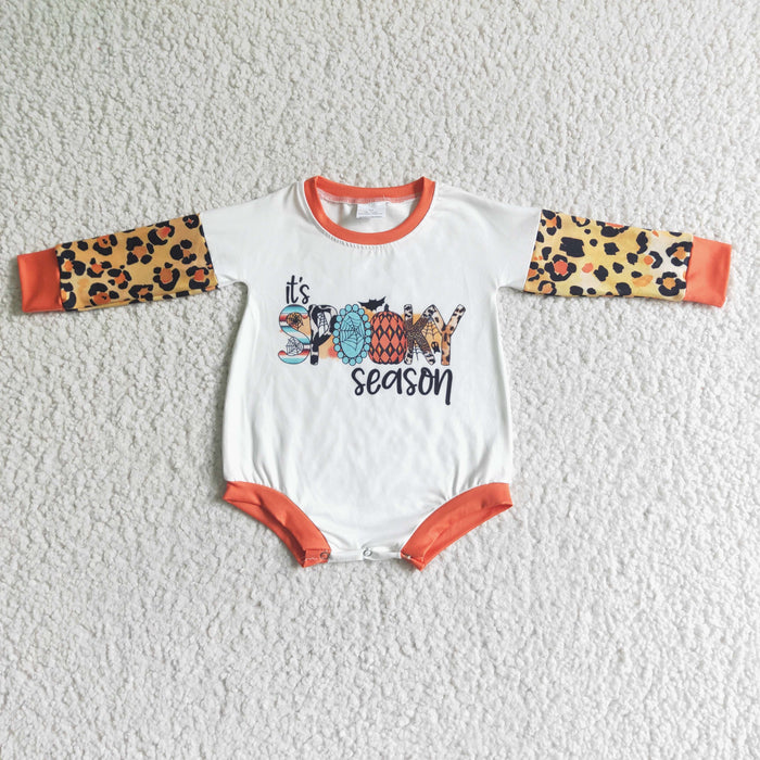 LR0029 Spooky Season Leopard Print Baby Halloween Romper