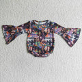 LR0052 Witch Print Baby Girls Halloween Romper