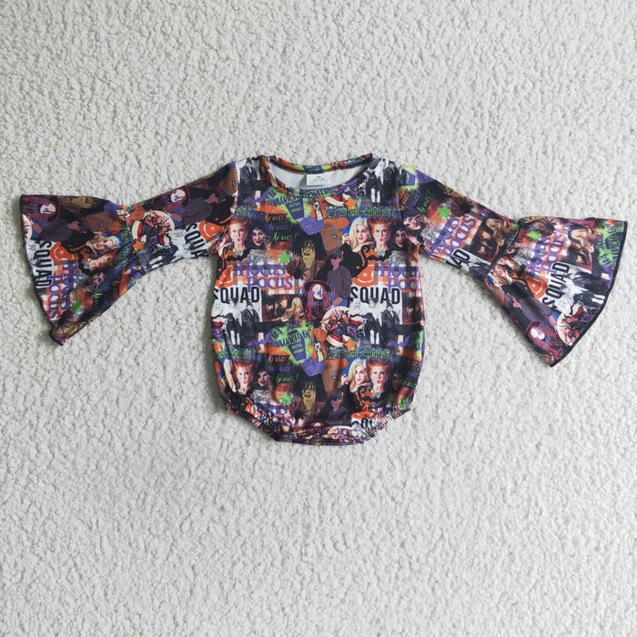 LR0052 Witch Print Baby Girls Halloween Romper