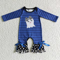 LR0067 Ghost Stripes Print Baby Girls Halloween Romper