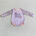 LR0075 Spooky Babe Flowers Pumpkin Baby Girls Halloween Romper