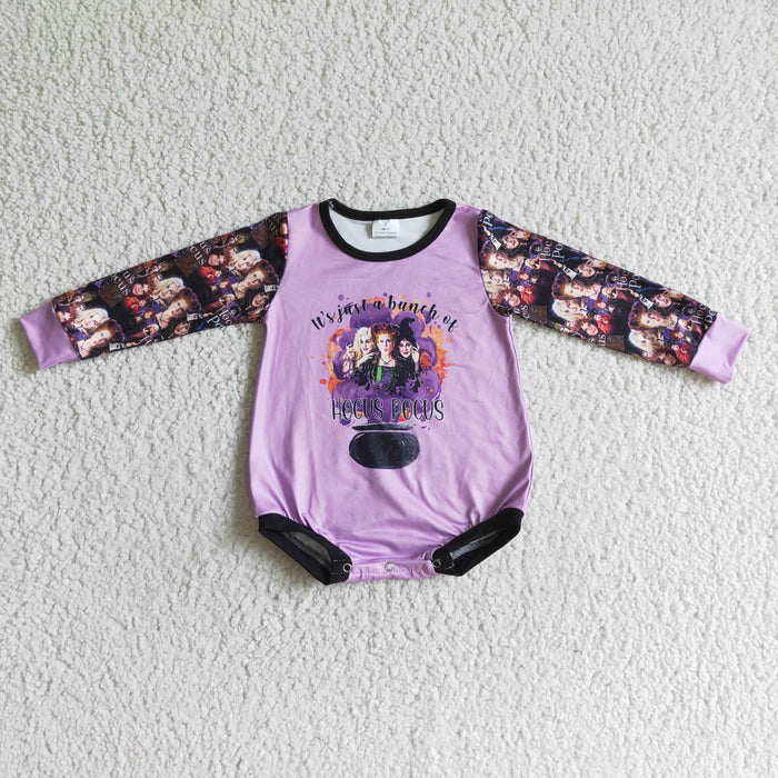 LR0084 Witch Purple Baby Girls Halloween Romper
