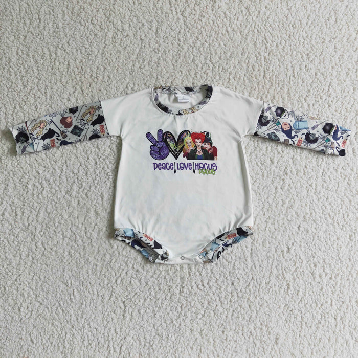 LR0126 Peace Love Witch Baby Girls Halloween Romper
