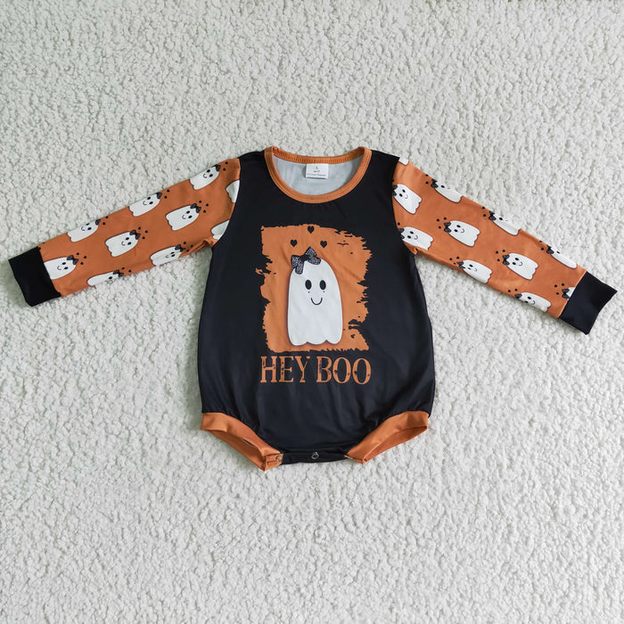 LR0136 HEY BOO Ghost Baby Girls Halloween Romper