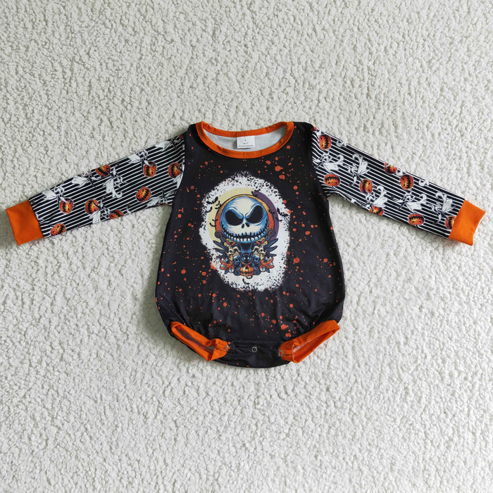 LR0144 Nightmar* Pumpkin Baby Girls Halloween Romper