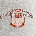 LR0155 Pumpkin Pie Coffee Dwarf Print Baby Girls Fall Romper