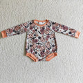 LR0159 Pumpkin Flowers Baby Girls Halloween Romper