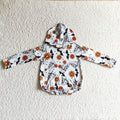 LR0160 Ghost Flowers Bat Baby Girls Halloween Hoodie Romper