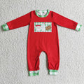 LR0189 Cookies Santa Milk Red Print Baby Boys Christmas Romper
