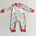 LR0201 Cartoon Mouse Cookies Milk Holly Print Baby Boys Christmas Romper