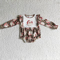 LR0202 Santa Leopard Baby Girls Christmas Ruffle Romper