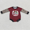 LR0214 Cadndy Cane Cutie Red Checkered Print Baby Girls Christmas Romper