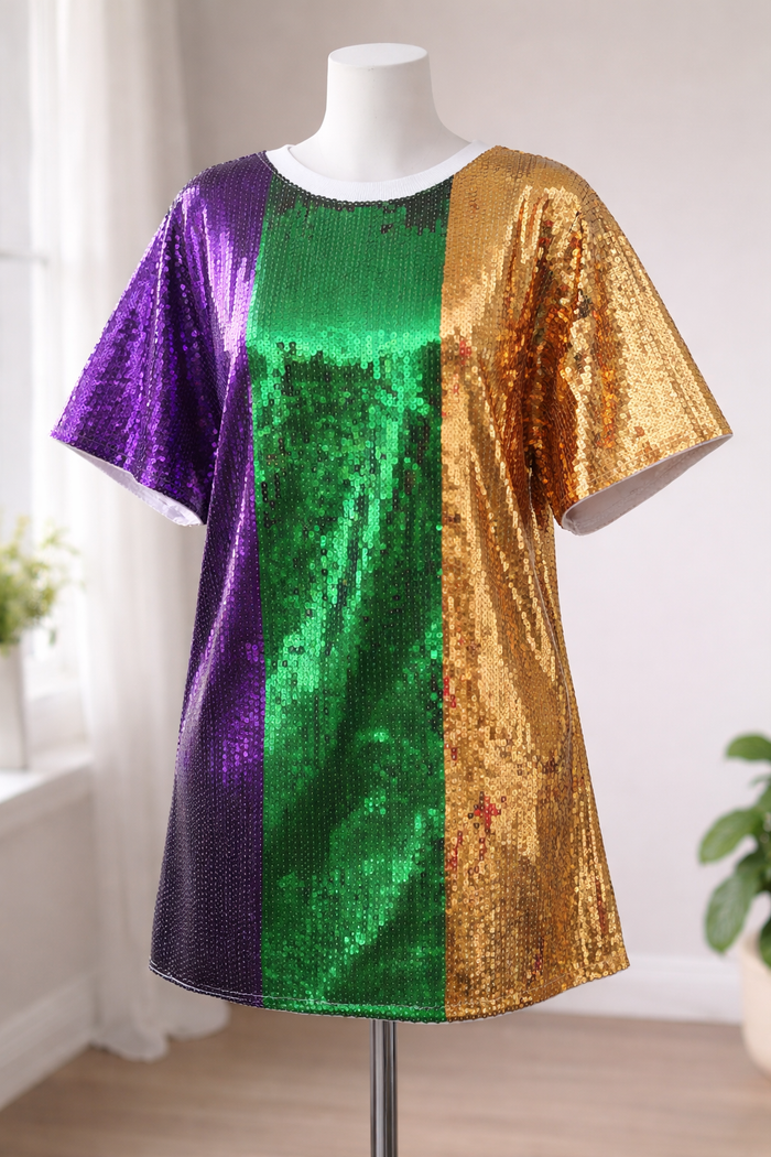 Mardi Gras Oversized Sequin Top