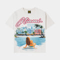 Miami Ocean Cropped Womens Short Sleeve Shirt (White/Pink)