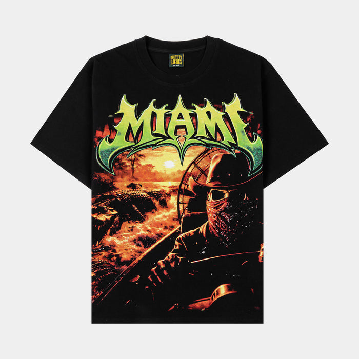 Miami Premium Mens Short Sleeve Shirt (Black/Green)