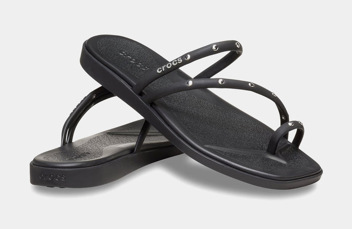 Miami Studded Tie Loop Womens Sandals (Black)