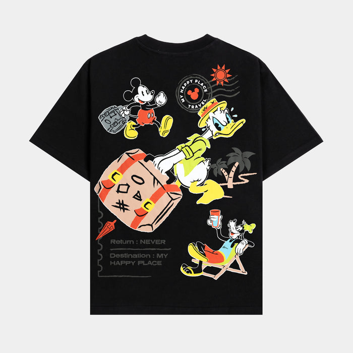 Mickey and Friends Traveler By Shoe Palace Happy Place Mens Short Sleeve Shirt (Black/Red)