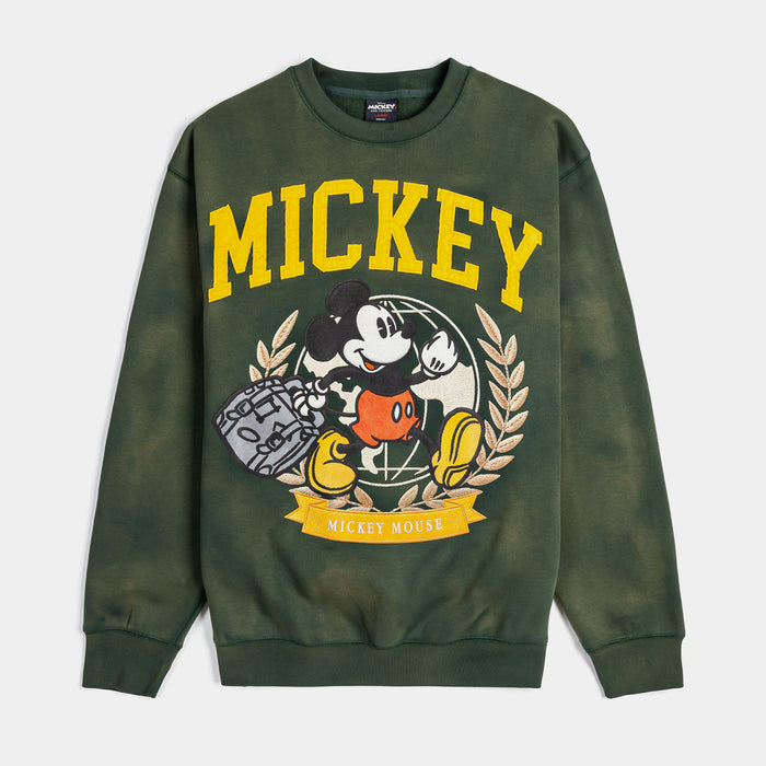 Mickey and Friends Traveler By Shoe Palace Mickey Crewneck Mens Sweatshirt (Green/Yellow)
