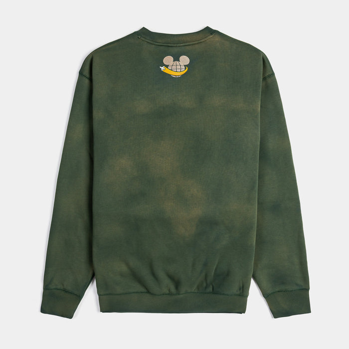 Mickey and Friends Traveler By Shoe Palace Mickey Crewneck Mens Sweatshirt (Green/Yellow)