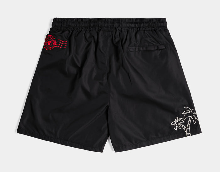 Mickey and Friends Traveler By Shoe Palace Palm Trees Hybrid Mens Shorts (Black/Red)