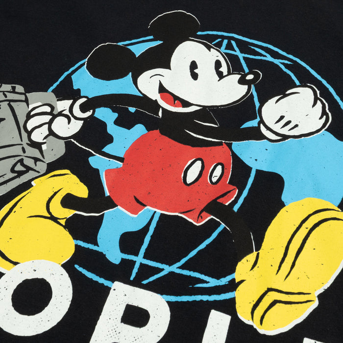 Mickey and Friends Traveler By Shoe Palace Palm Trees Mens Short Sleeve Shirt (Black/Red)