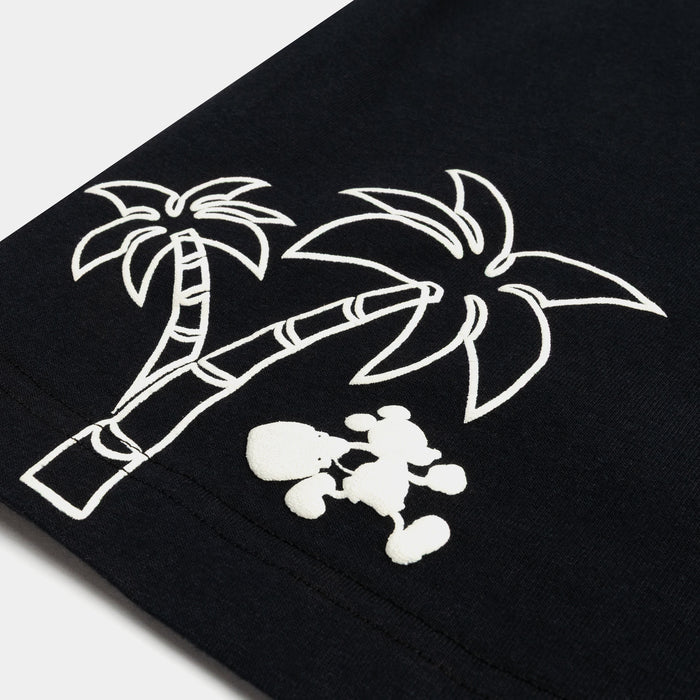 Mickey and Friends Traveler By Shoe Palace Palm Trees Mens Short Sleeve Shirt (Black/Red)