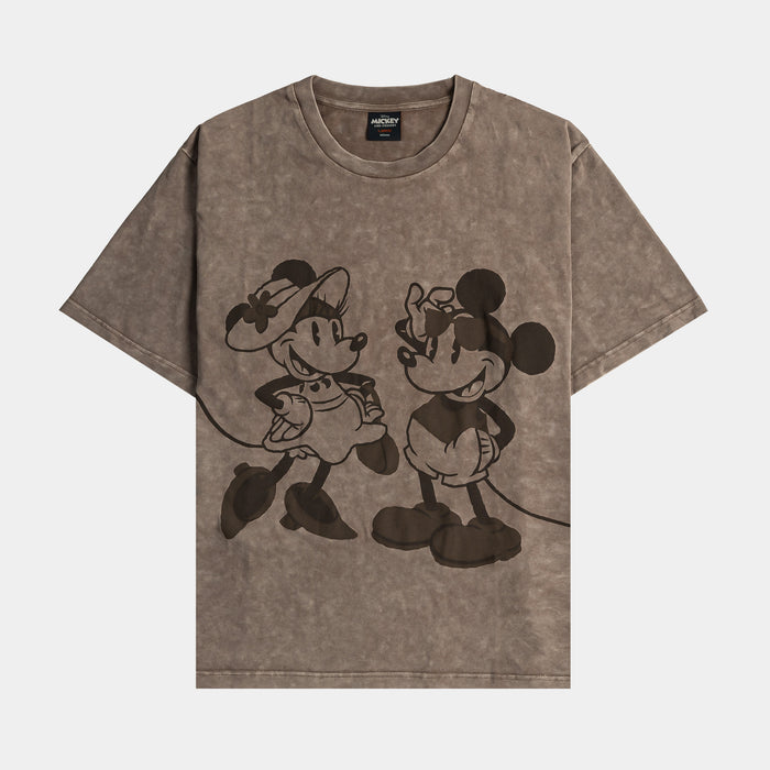 Mickey and Friends Traveler By Shoe Palace Worry Less Mens Short Sleeve Shirt (Brown/Brown)