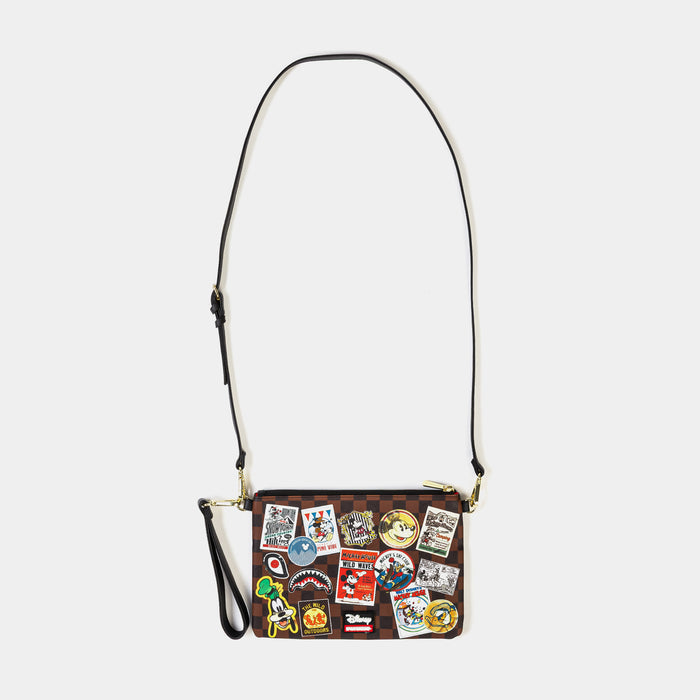 Mickey Mouse Global Crossover Clutch Mens Bag (Brown/White)