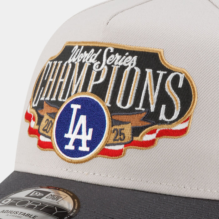 MLB Los Angeles Dodgers World Series 2025 Champions 940AF Snapback Mens Hat (Chrome/Black)