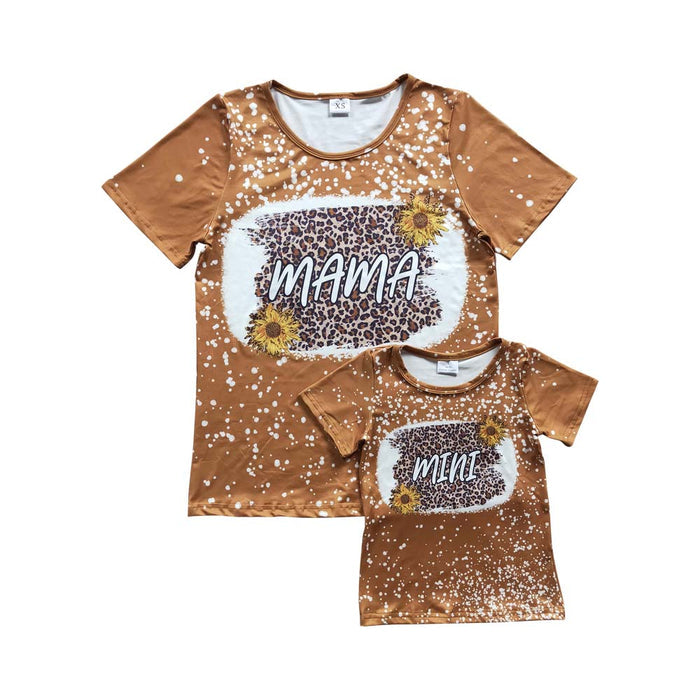 Mom and Me adult sunflower leopard print top GT0099