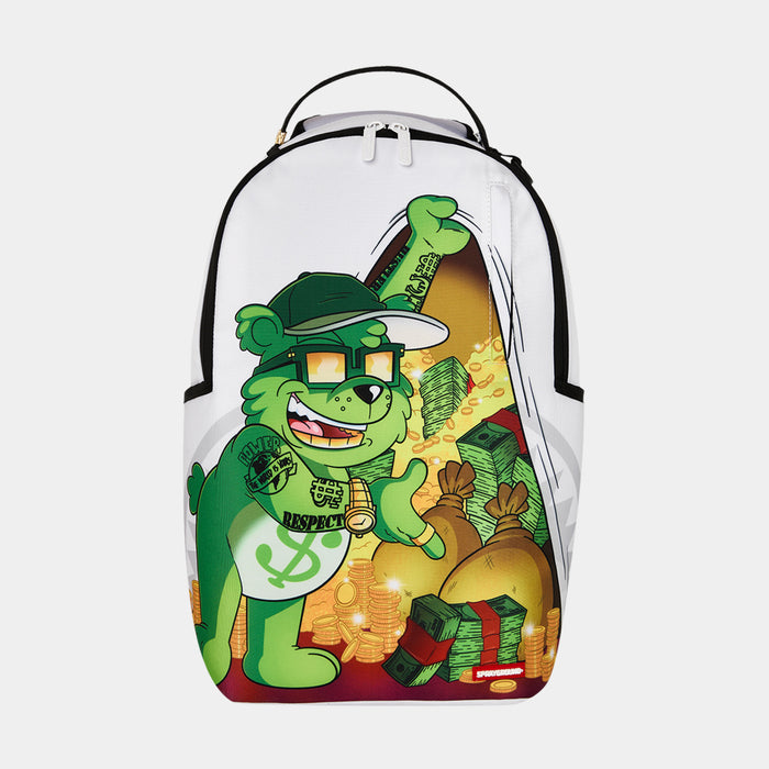 Money Bear Stash Mens Backpack (White/Green)
