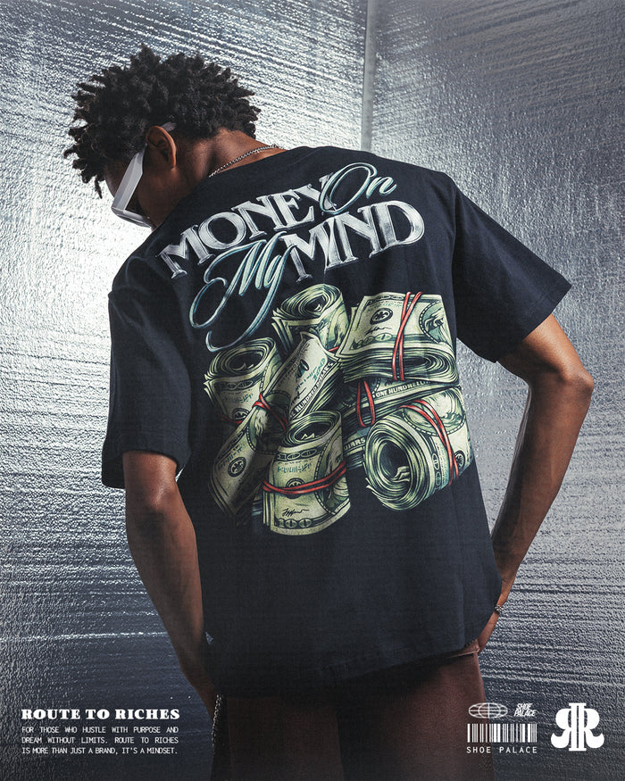 Money On Mind Mens Short Sleeve Shirt (Black/Green)