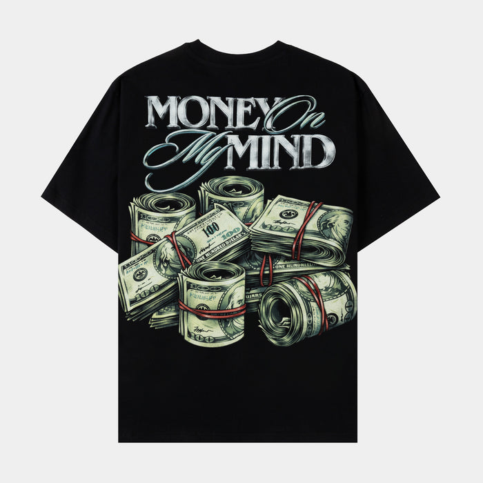 Money On Mind Mens Short Sleeve Shirt (Black/Green)