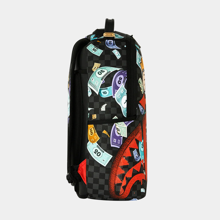 Monopoly Go Sharkmouth Stencil Mens Backpack (Grey/Red)