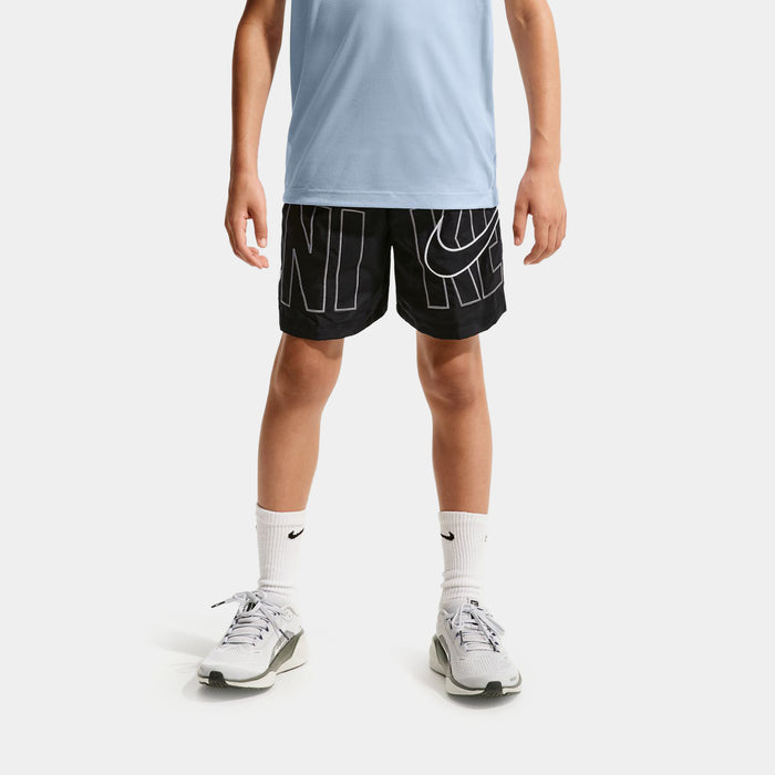 Multi Dri Fit Training Woven Grade School Shorts (Black/Pure Platinum/White)