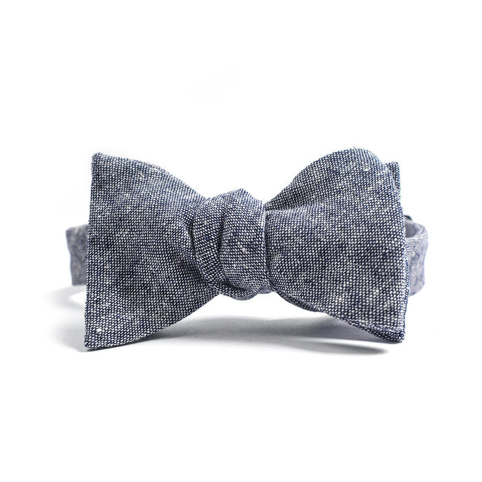Navy Linen Chambray Bow Tie