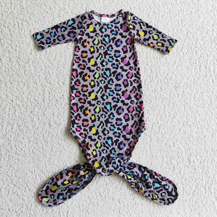 New born baby gown leopard print pajamas    NB0014