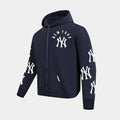 New York Yankees All Pro Fleece Zip Up Mens Hoodie (Navy/White)
