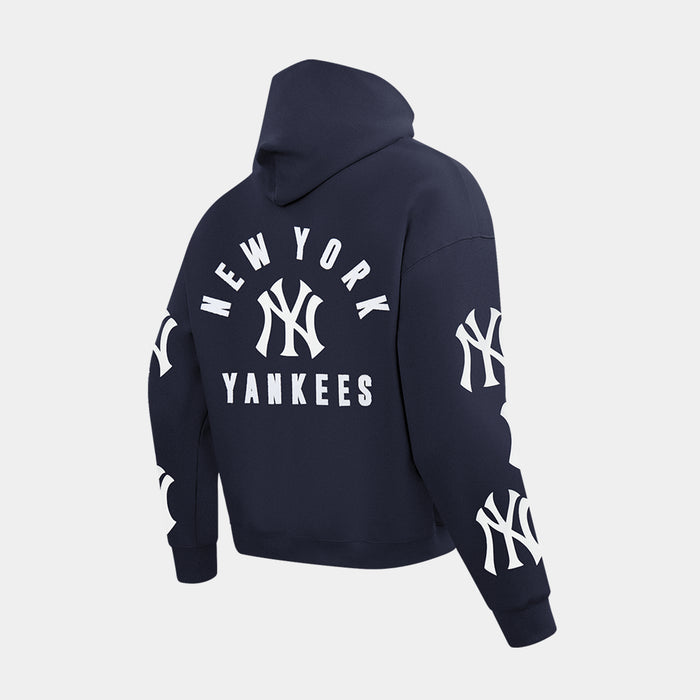 New York Yankees All Pro Fleece Zip Up Mens Hoodie (Navy/White)