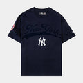 New York Yankees Living Large Drop Shoulder Mens Short Sleeve Shirt (Navy/White)