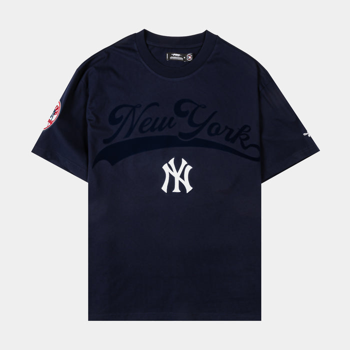 New York Yankees Living Large Drop Shoulder Mens Short Sleeve Shirt (Navy/White)