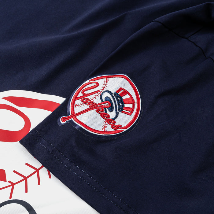 New York Yankees Living Large Drop Shoulder Mens Short Sleeve Shirt (Navy/White)